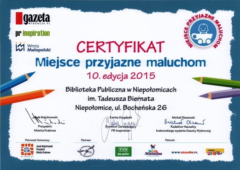 miejsce przyjazne maluchom 2015