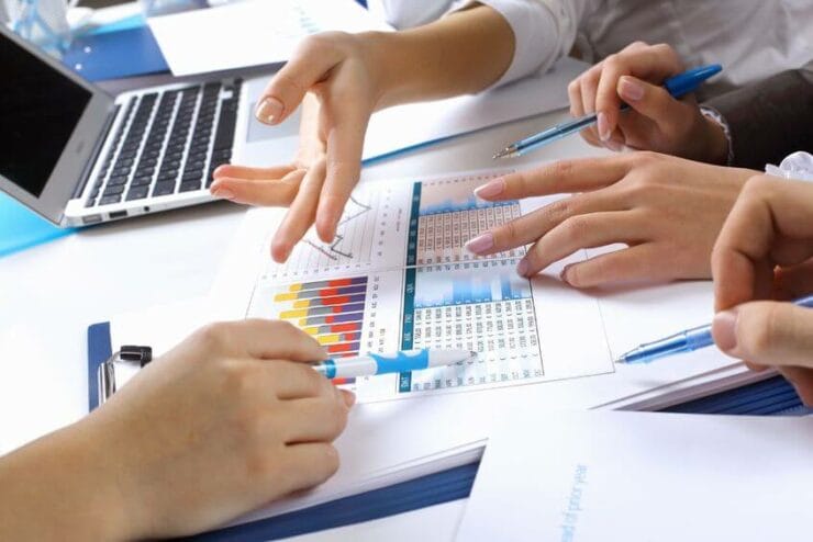 14045018 - financial paper charts and graphs on the table